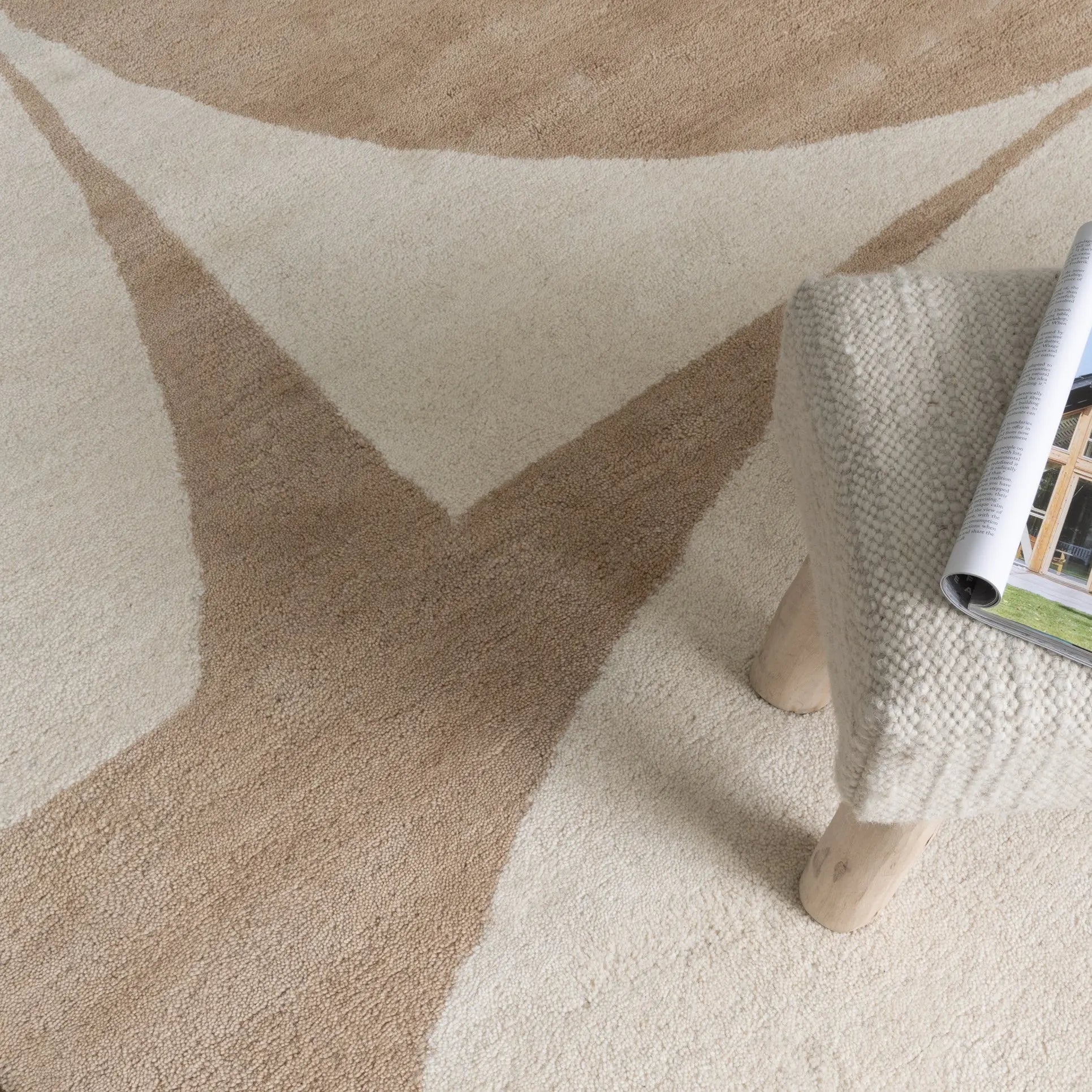 Carina Ivory Beige Wool Rug