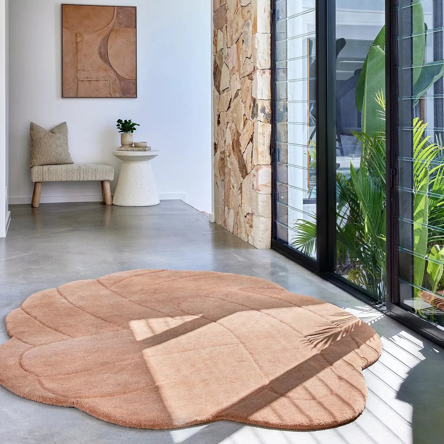 Coral Irregular Wool Rug