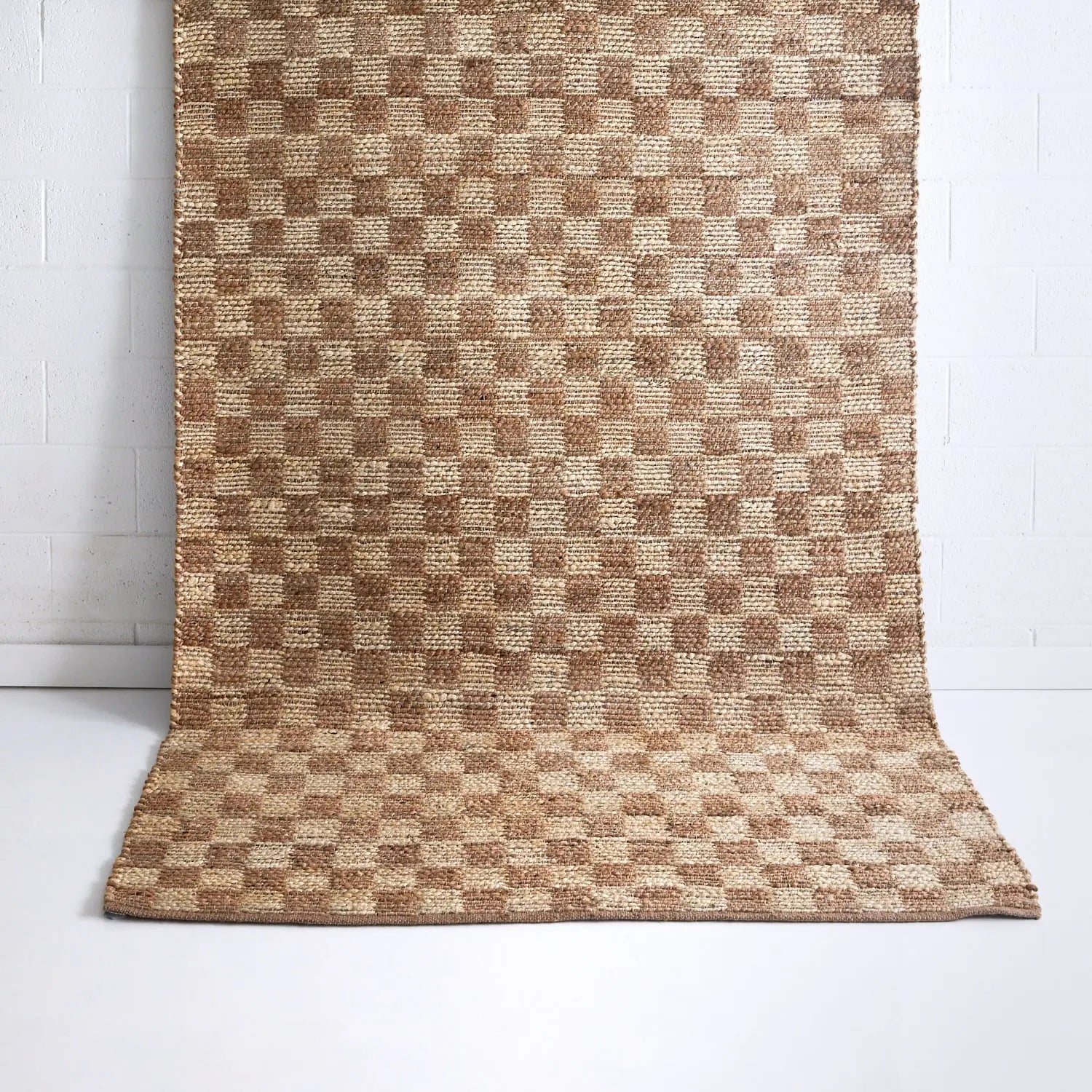 Hyams Check Jute Floor Rug Natural