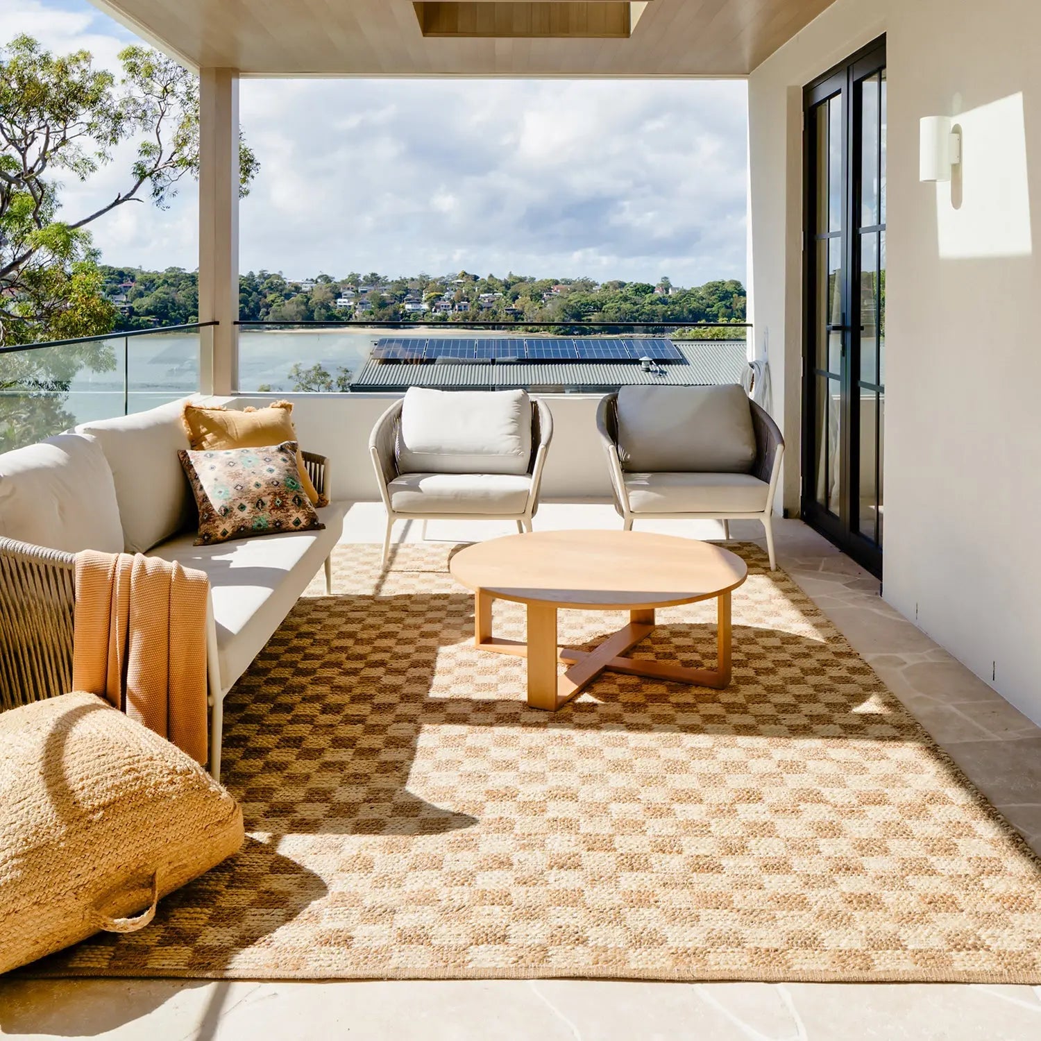 Hyams Check Jute Floor Rug Natural