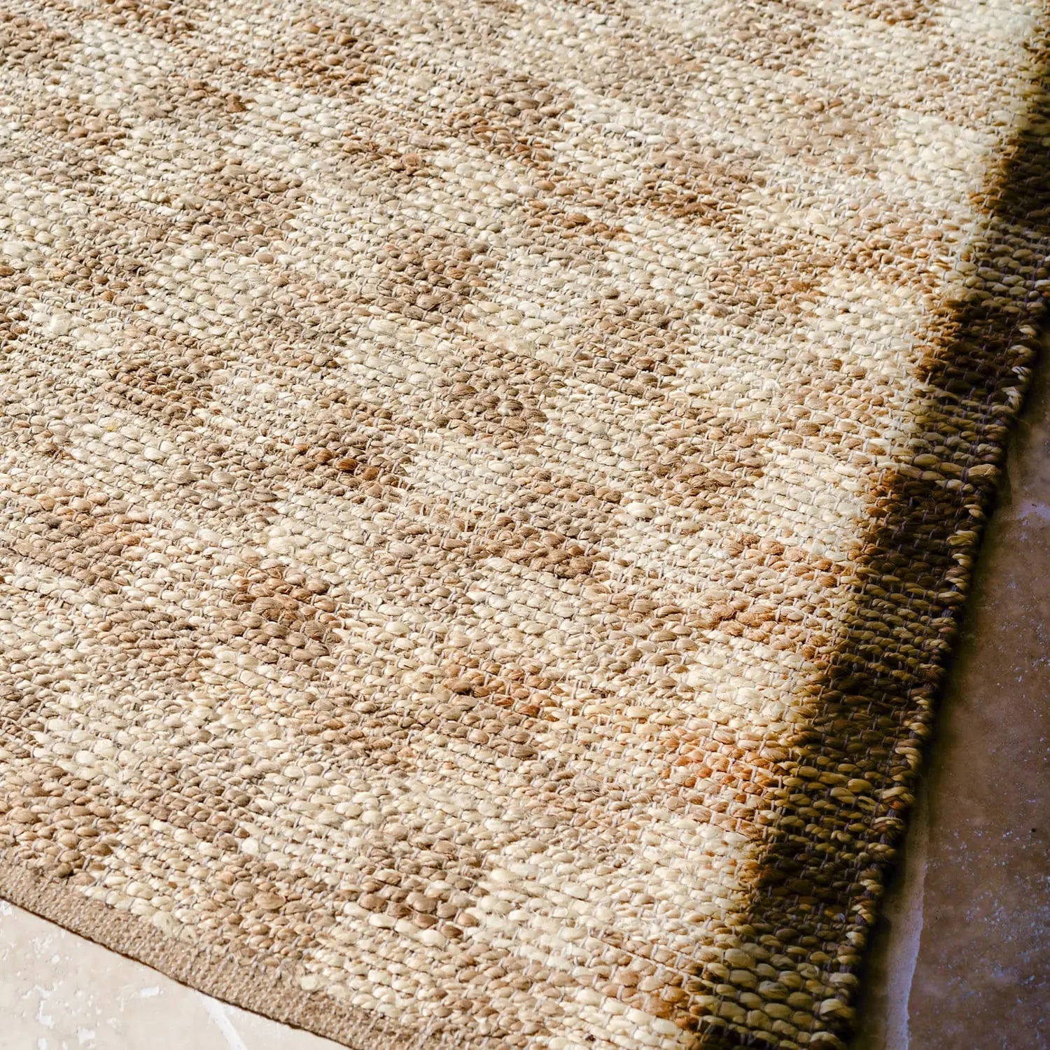 Hyams Check Jute Floor Rug Natural