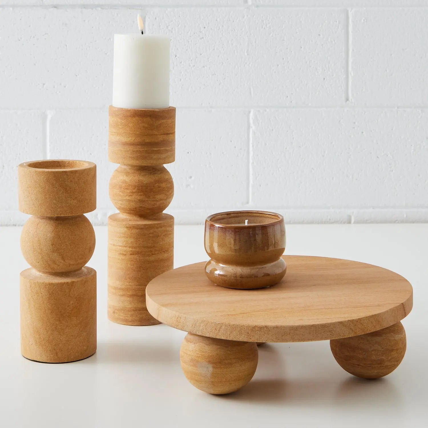 Abstract Sandstone Candleholder Natural - Fashion Candles - Rugs a Million