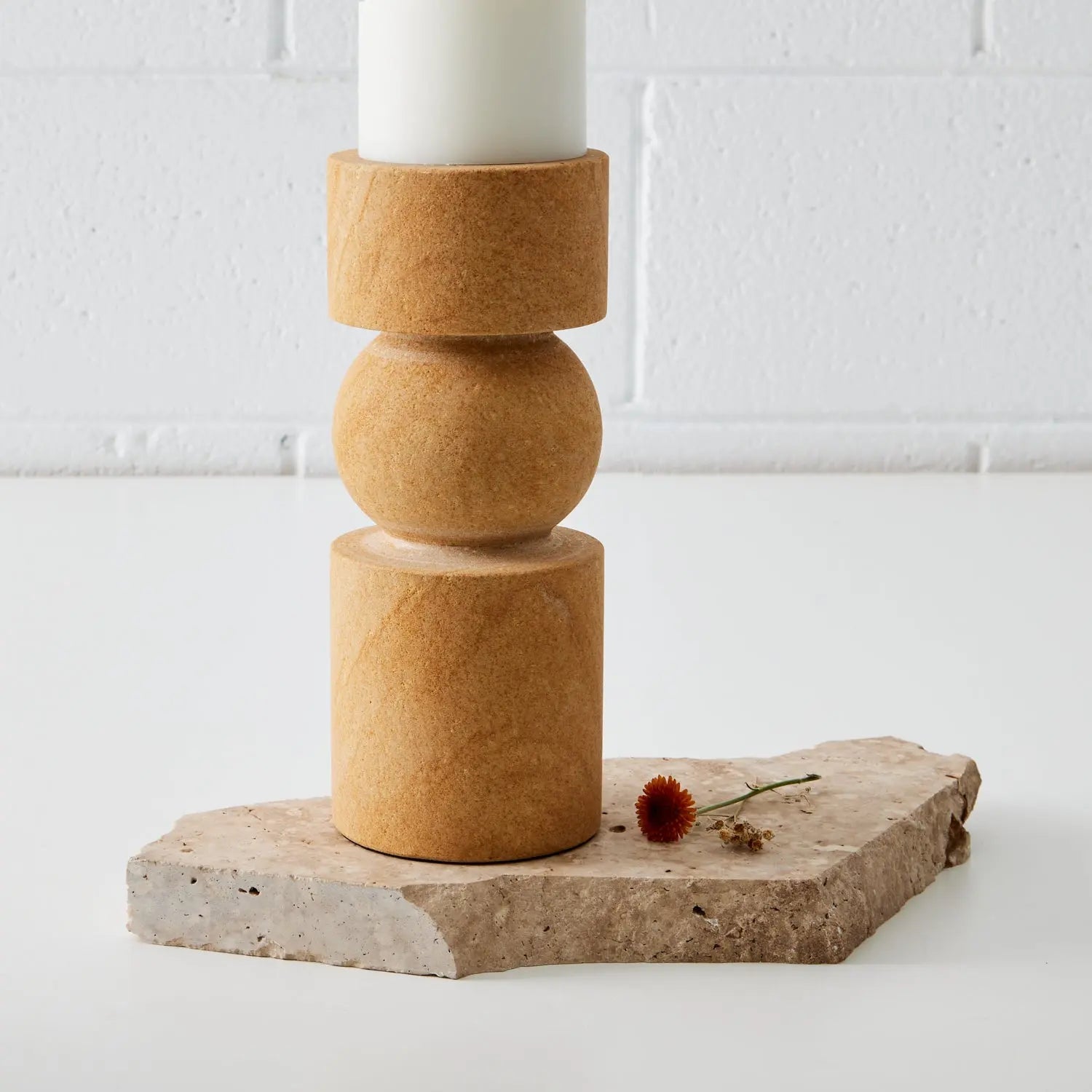 Abstract Sandstone Candleholder Natural - Fashion Candles - Rugs a Million