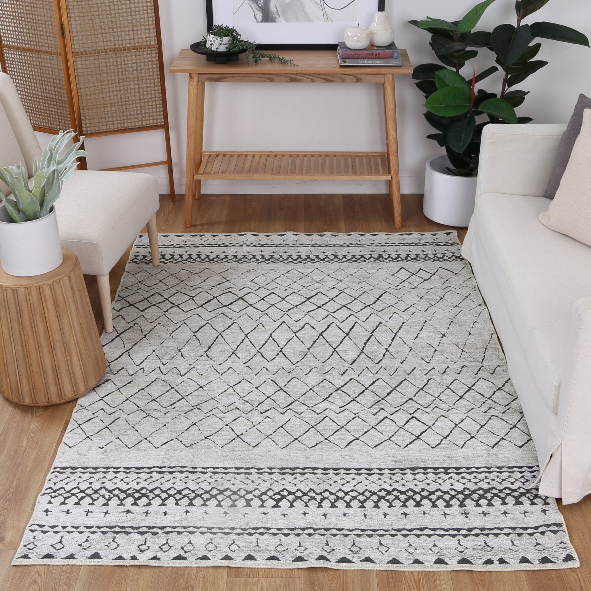 Alma Scandi Silver Rug - Washable Rug - Rugs a Million