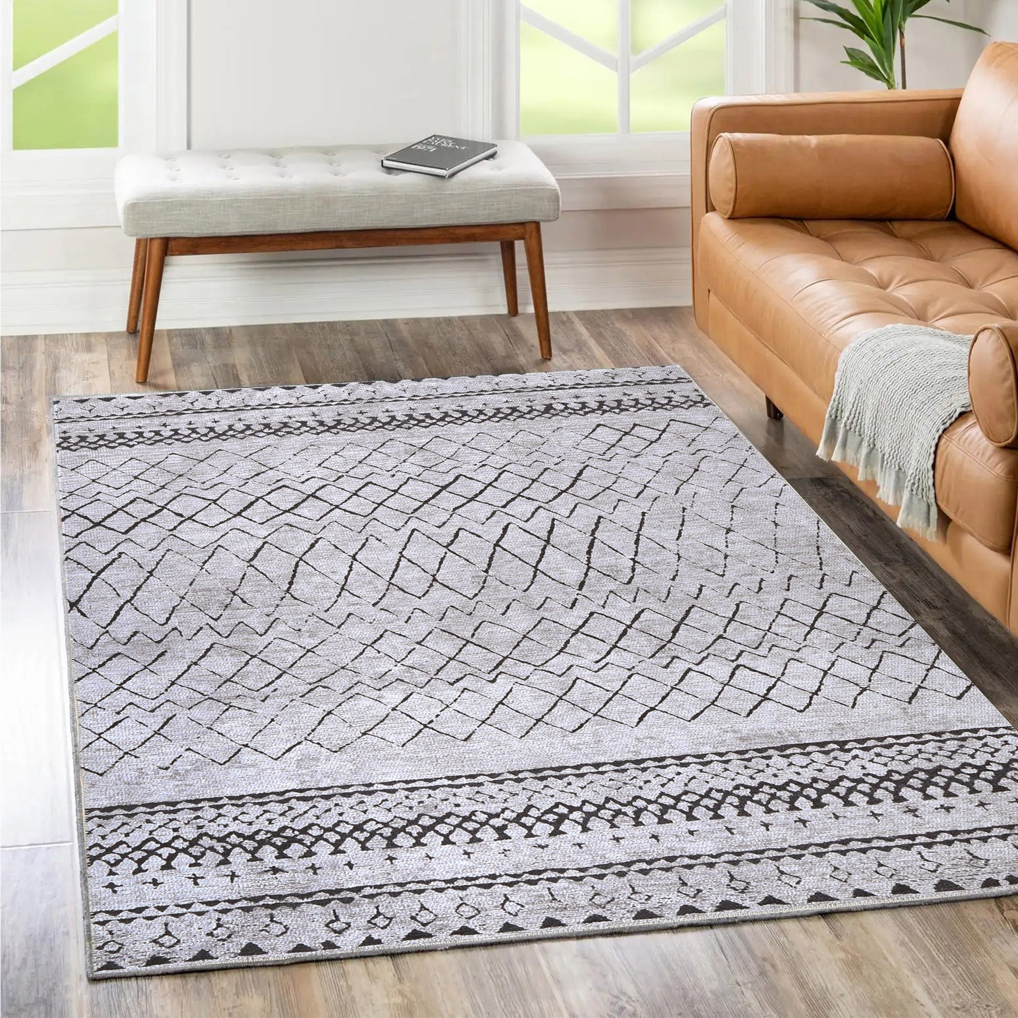 Alma Scandi Silver Rug - Washable Rug - Rugs a Million