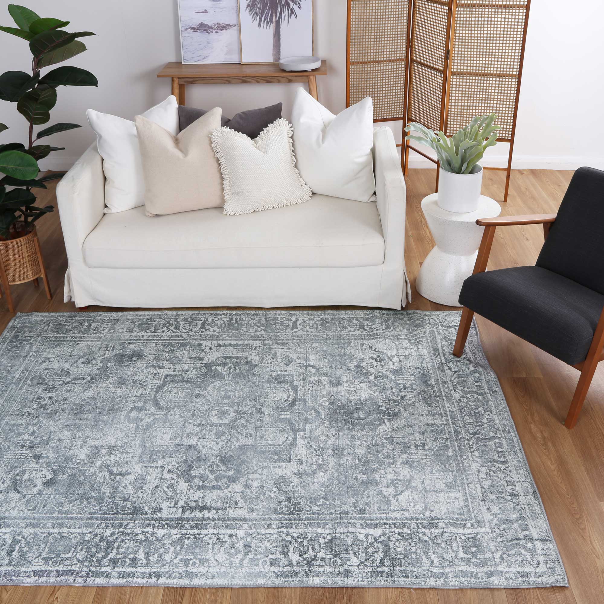 Arbela Charcoal Rug - Washable Rug - Rugs a Million