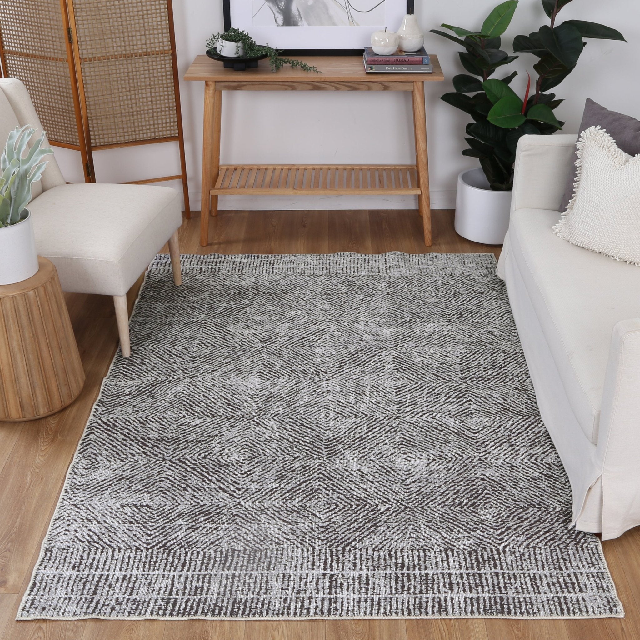 Contemporary Lauro Grey Rug - Washable Rug - Rugs a Million