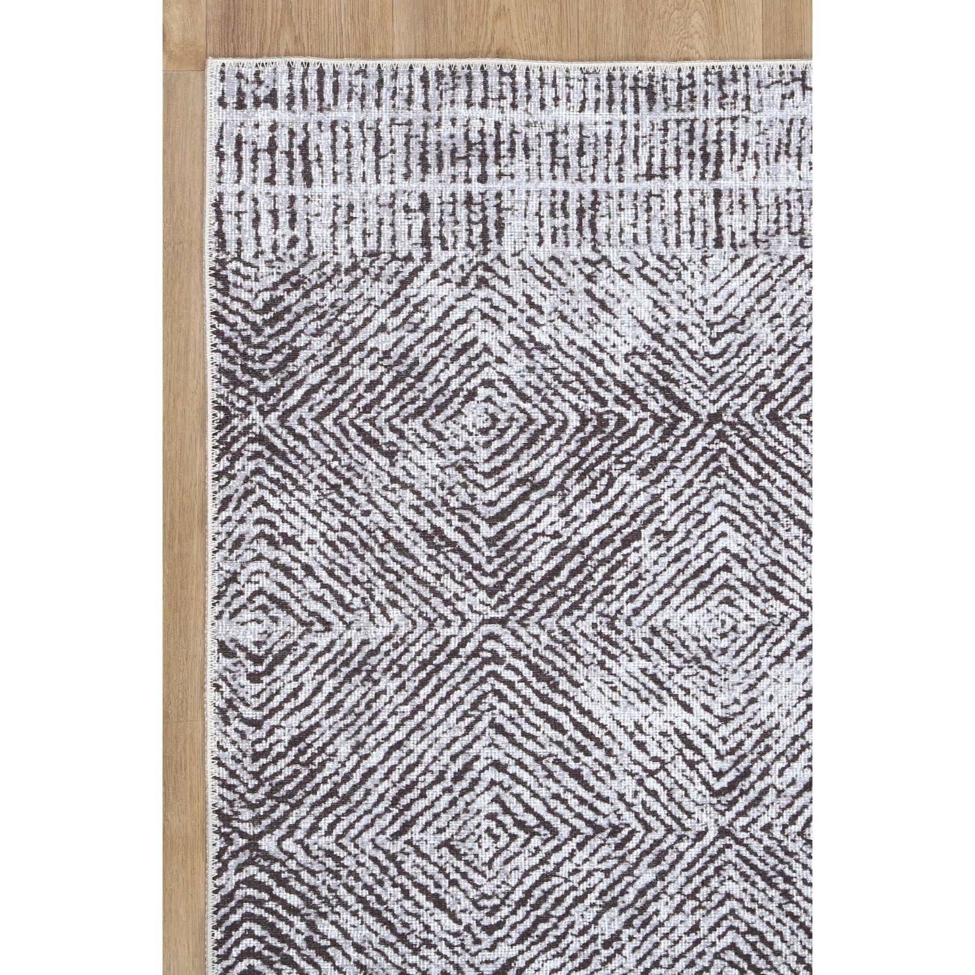 Contemporary Lauro Grey Runner - Washable Rug - Rugs a Million