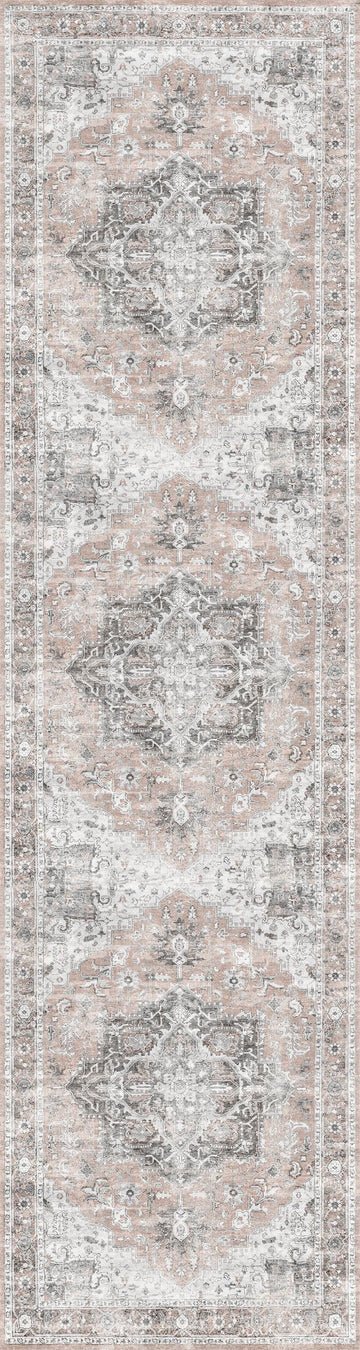 Distressed Vintage Cezanne Blush Area Runner - Washable Rug - Rugs a Million