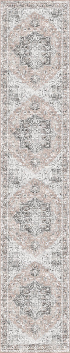 Distressed Vintage Cezanne Blush Area Runner - Washable Rug - Rugs a Million