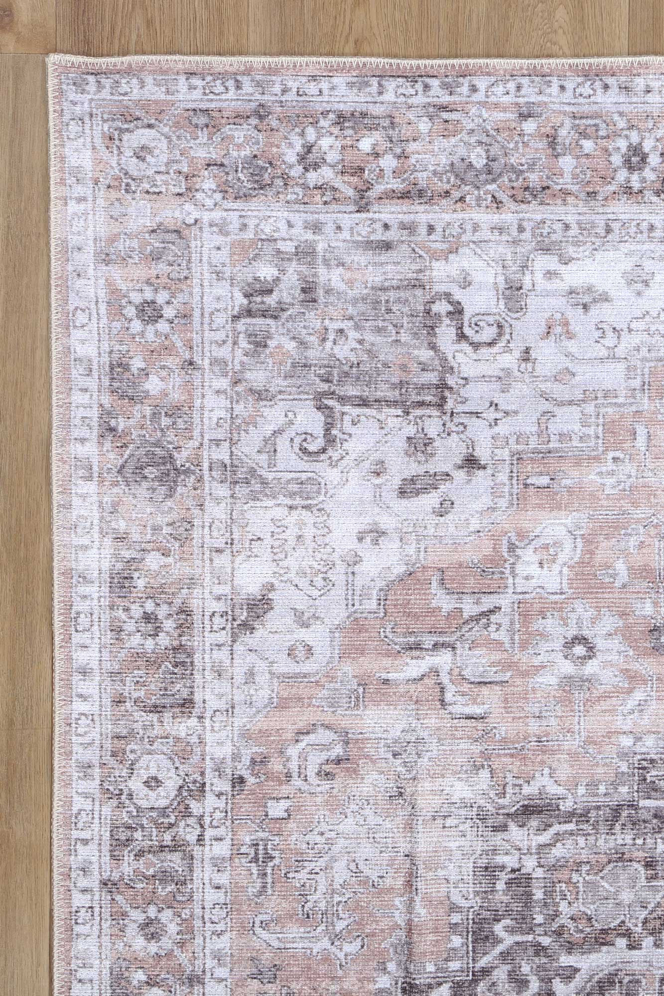 Distressed Vintage Cezanne Blush Washable Rug - Washable Rug - Rugs a Million