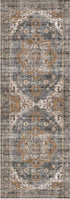 Distressed Vintage Cezanne Rabbit Gray Inca Gold Runner Rug - Washable Rug - Rugs a Million