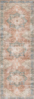 Distressed Vintage Cezanne Terracotta Blue Area Runner - Washable Rug - Rugs a Million