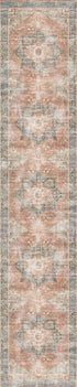 Distressed Vintage Cezanne Terracotta Blue Washable Rug - Washable Rug - Rugs a Million