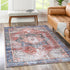 Distressed Vintage Cezanne Terracotta Blue Washable Rug - Washable Rug - Rugs a Million