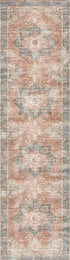 Distressed Vintage Cezanne Terracotta Blue Washable Rug - Washable Rug - Rugs a Million