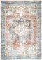 Distressed Vintage Cezanne Terracotta Blue Washable Rug - Washable Rug - Rugs a Million