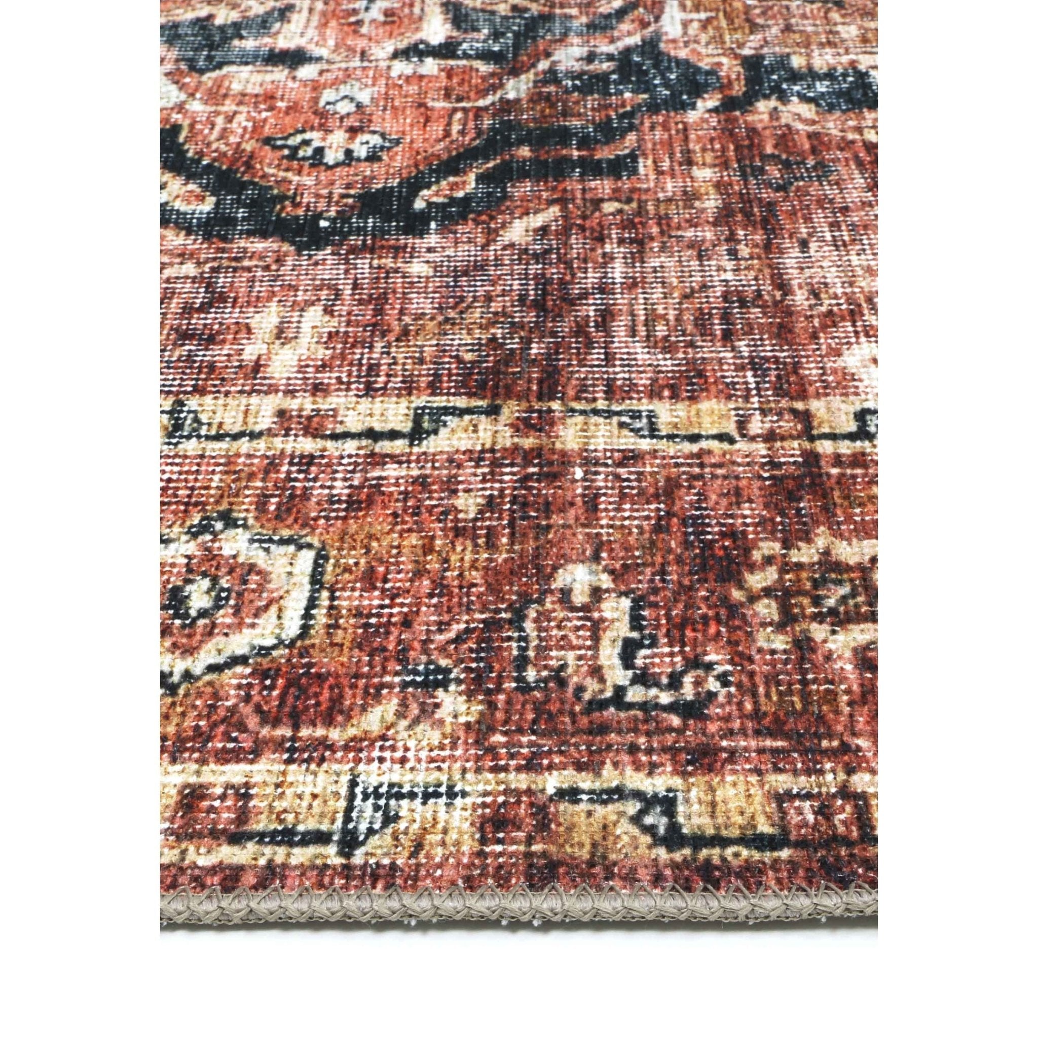 Distressed Vintage Cezanne Terracotta Round Rug - Washable Rug - Rugs a Million