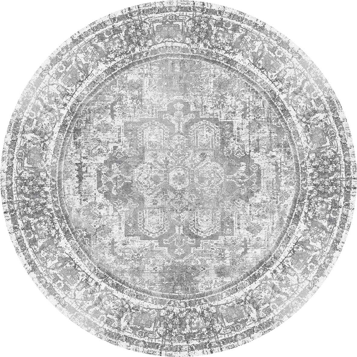 Distressed Vintage Chilaz Grey Round Rug - Washable Rug - Rugs a Million