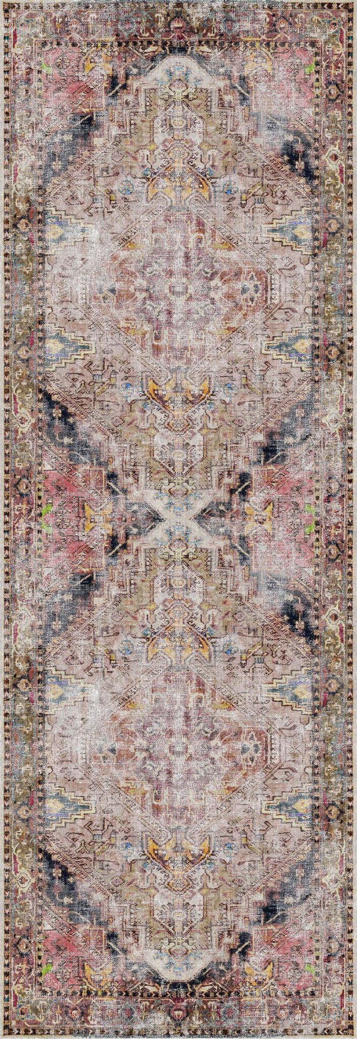 Distressed Vintage Derya Multi Area Rug - Washable Rug - Rugs a Million