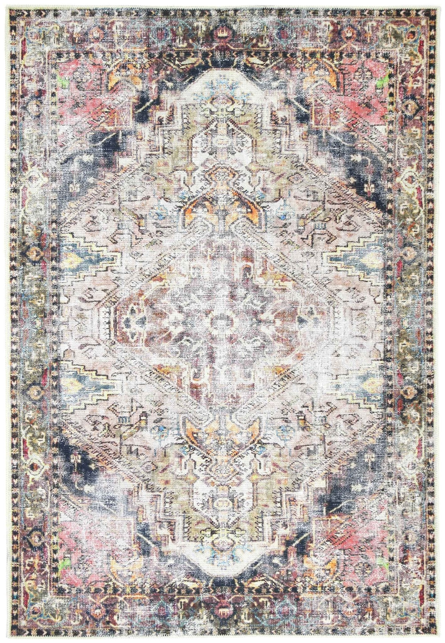 Distressed Vintage Derya Multi Area Rug - Washable Rug - Rugs a Million