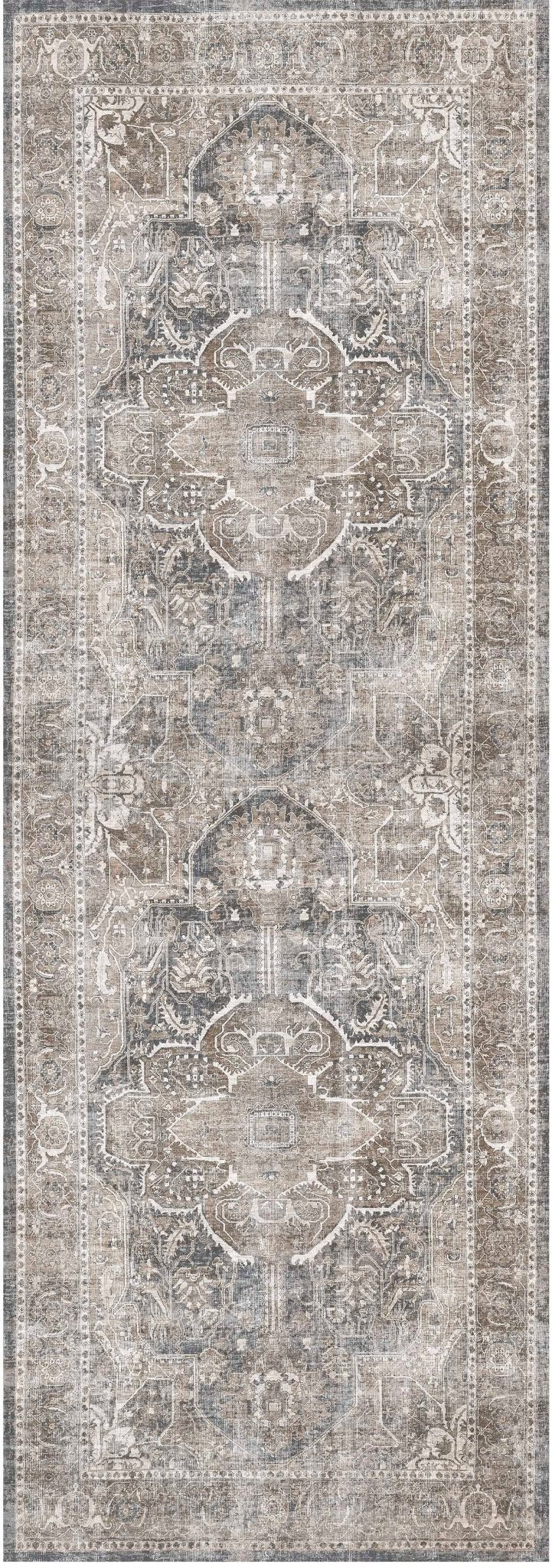 Distressed Vintage Kendra Ash Runner Rug - Washable Rug - Rugs a Million