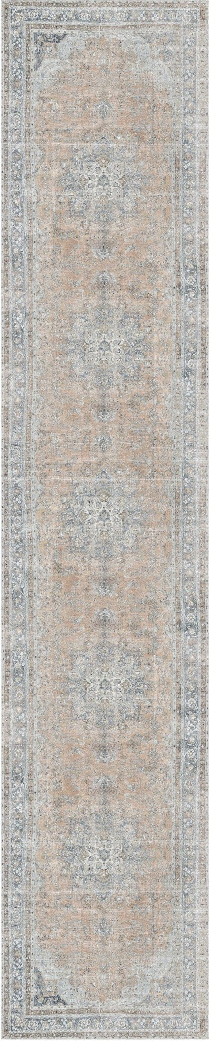 Distressed Vintage Oxus Desert Runner Rug - Washable Rug - Rugs a Million