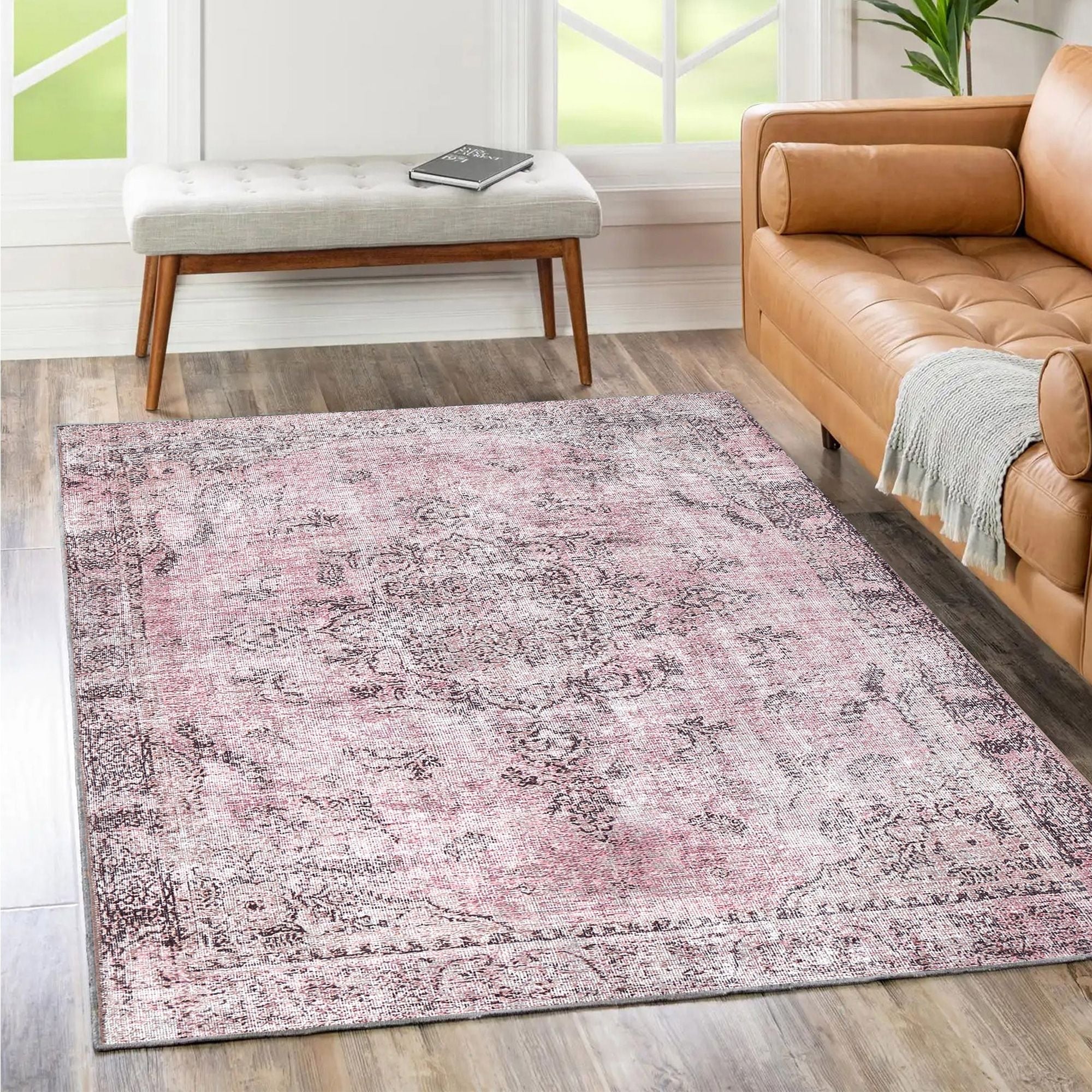 Germain Rose Washable Rug - Washable Rug - Rugs a Million