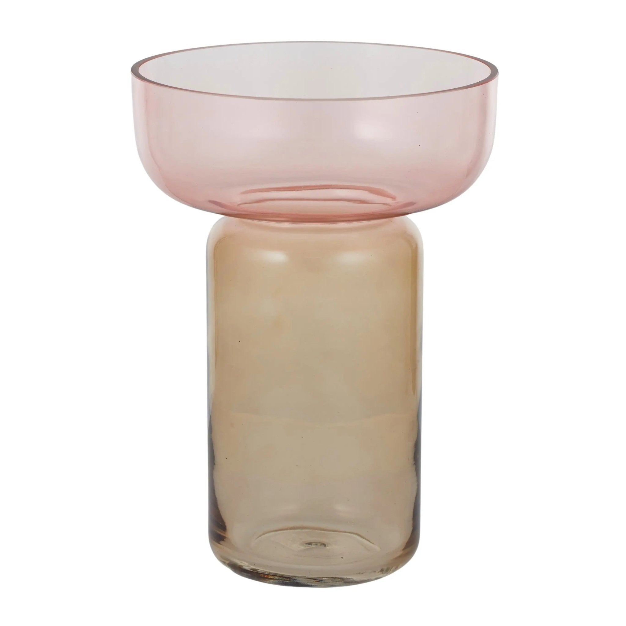 Glass Footed Vase Pink and Amber - Vase - Rugs a Million