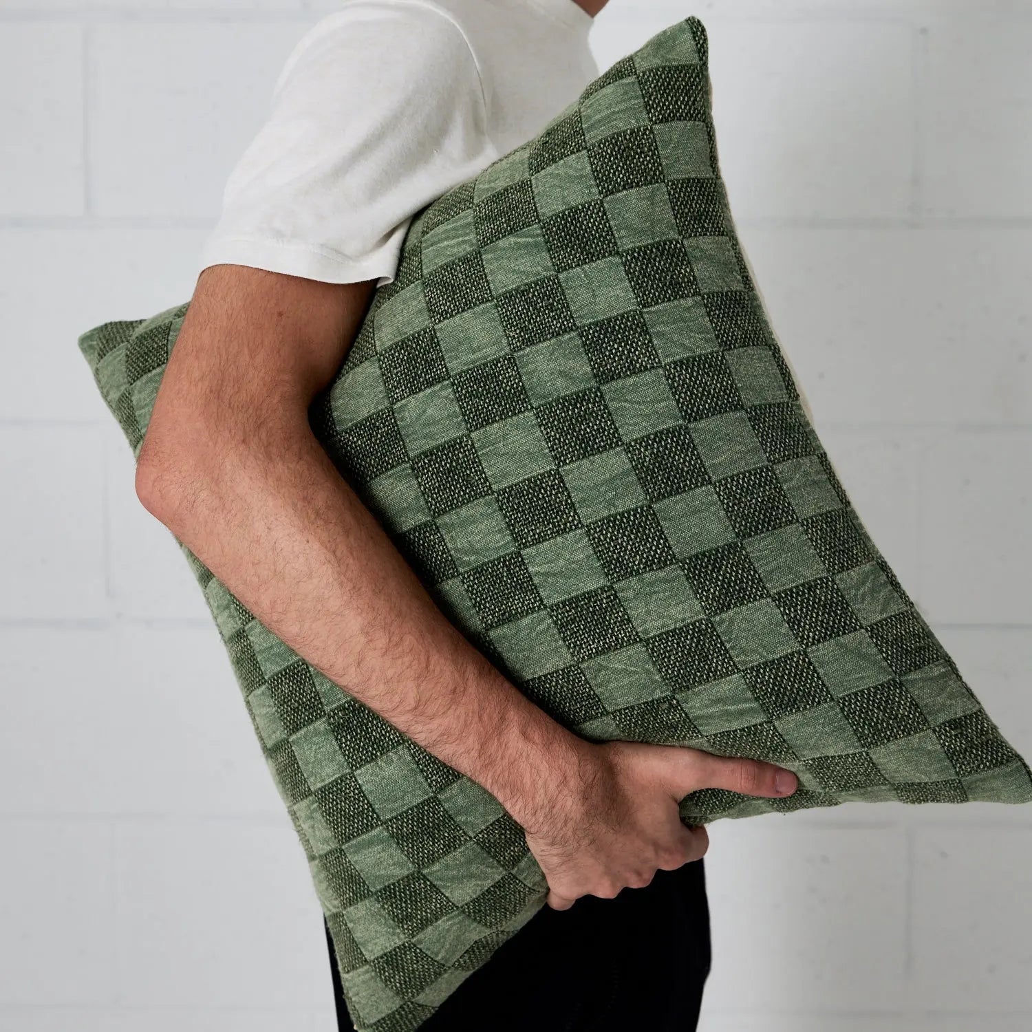 Grid Check Cushion Green - Cushion - Rugs a Million