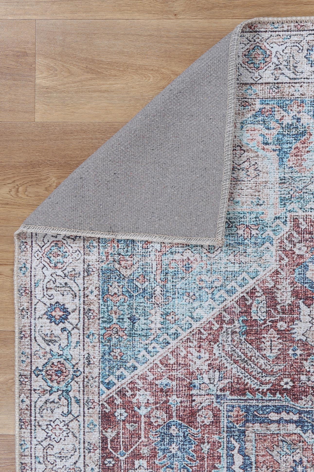 Kutha Blue Red Washable Rug - Washable Rug - Rugs a Million