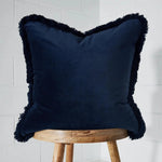 Oversized Fringed Velvet Cushion Chocolate - Cushion - Rugs a Million