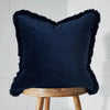 Oversized Fringed Velvet Cushion Grey - Cushion - Rugs a Million