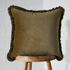 Oversized Fringed Velvet Cushion Natural - Cushion - Rugs a Million