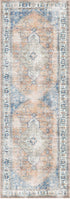 Pissarro Terracotta Blue Washable Runner - Washable Rug - Rugs a Million