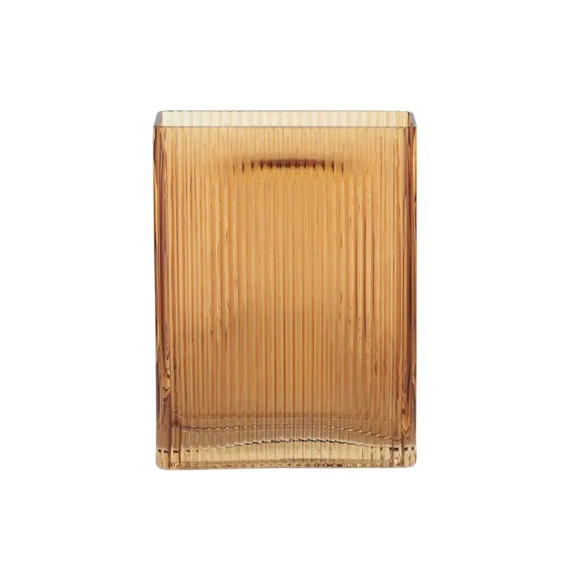 Ribbed Glass Vase in Dark Amber - Vase - Rugs a Million