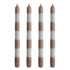 Set of Four Striped Dinner Candles in Chocolate and Grey - Pillar Packs - Rugs a Million