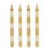 Set of Four Striped Dinner Candles in White and Mustard - Pillar Packs - Rugs a Million