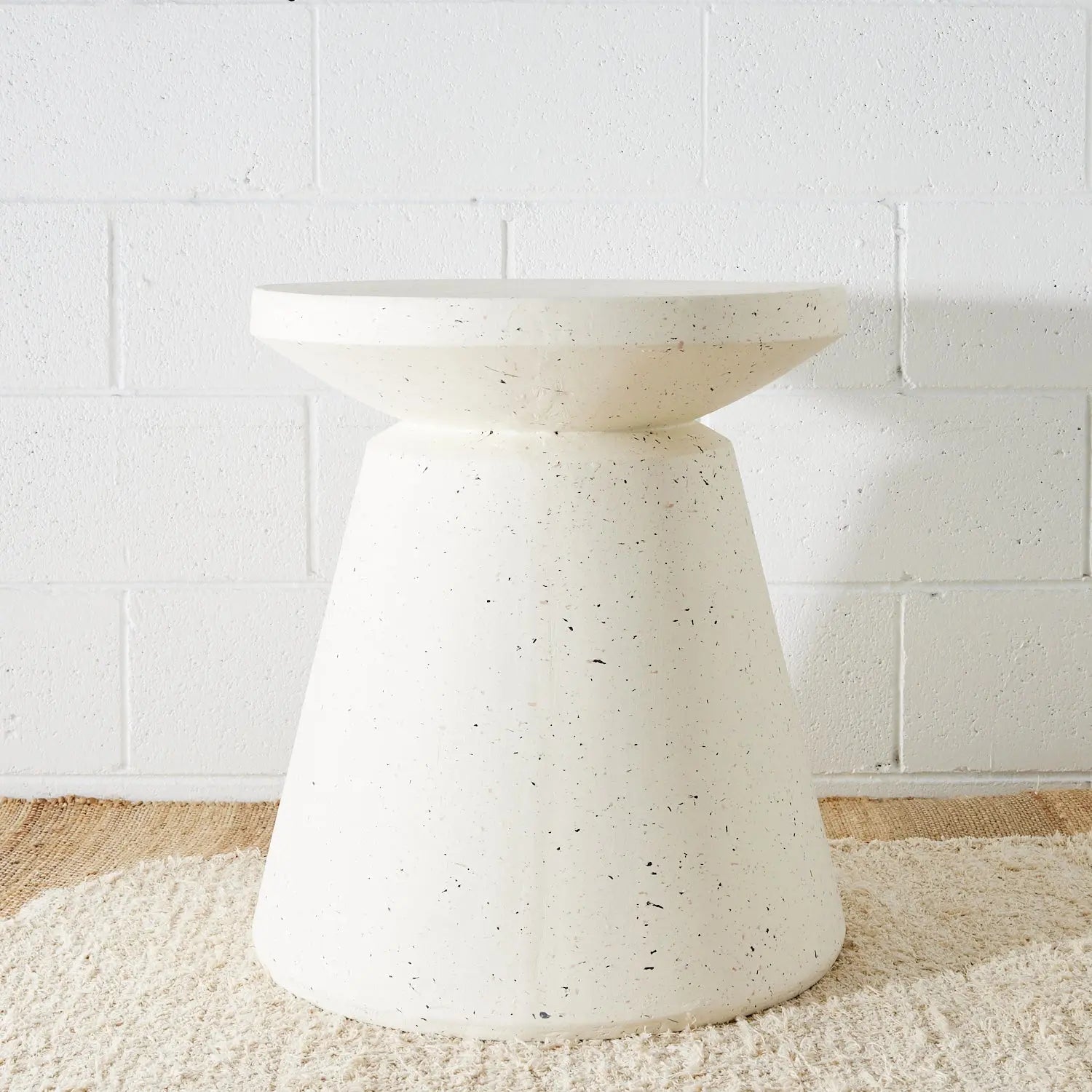 Terrazzo Look Lipped Side Table White - Side/Hall Table - Rugs a Million