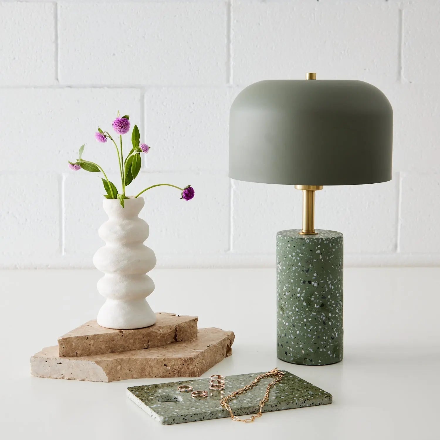 Terrazzo/Metal Lamp Green - Table Lamps - Rugs a Million