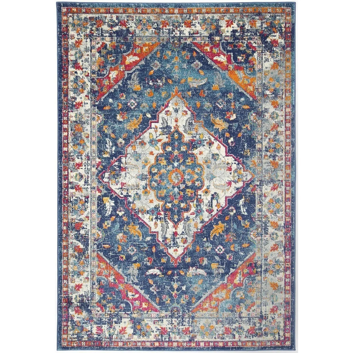 Delicate Navy Multi Oriental Rug - Rugs - Rugs a Million