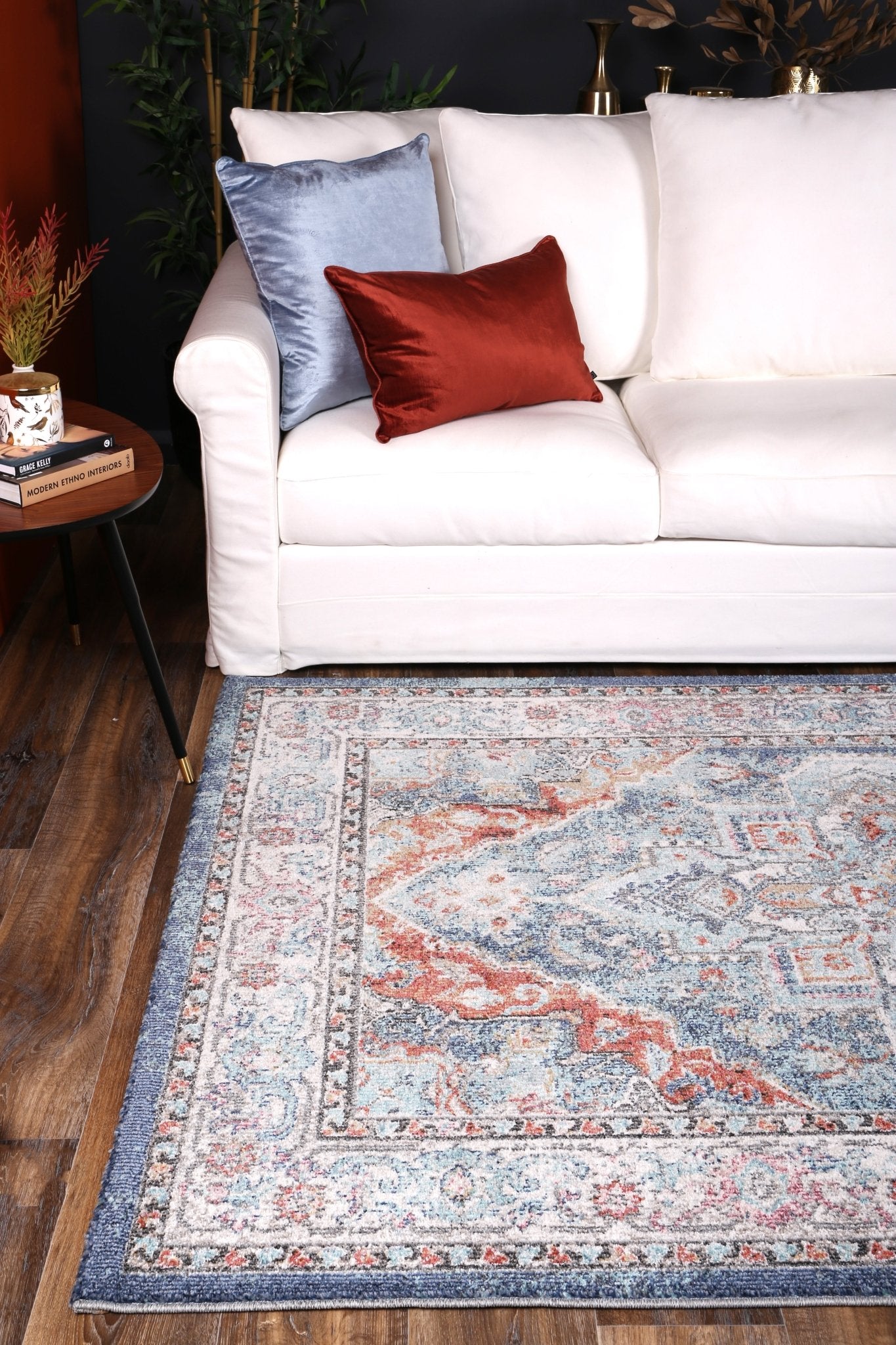 Mercury Maykel Blue & Terracotta Transitional Rug - Area Rug - Rugs a Million