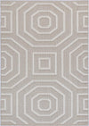 Port Villa Lui Beige Geometric Flatweave Rug - Rug - Rugs a Million