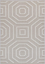 Port Villa Lui Beige Geometric Flatweave Rug - Rug - Rugs a Million