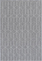 Port Villa Sikua Grey Geometric Flatweave Rug - Rug - Rugs a Million